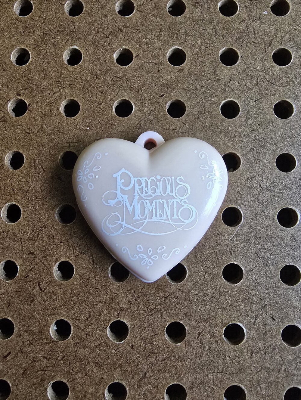 Vintage 1985 Precious Moments Pink Plastic Heart Locket 'Happiness is the Lord'